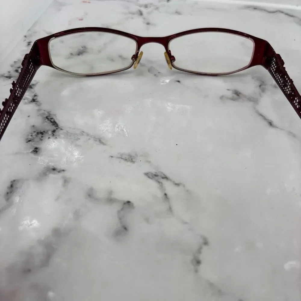 Vintage Kimiko Eyewear Women's Red Rectangle Shape Prescription Eyeglasses
